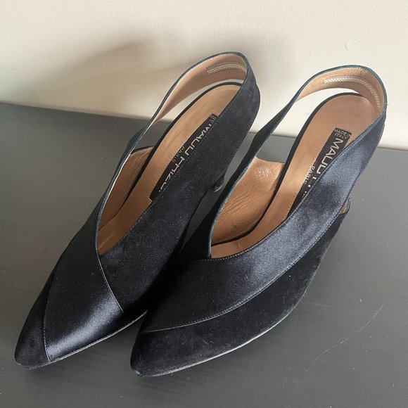 Vintage Black Suede Maud Frizon Low Heels, Size 7 - Picture 1 of 6